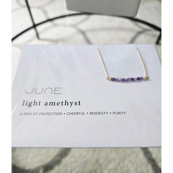 14K Gold Dipped June Light Amethyst Beaded Necklace New - Picture 1 of 4